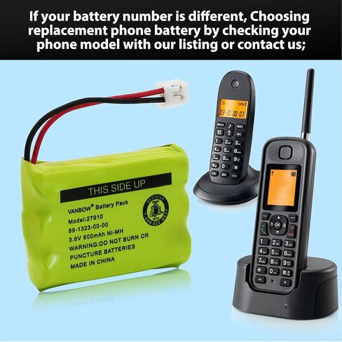 27910 Cordless Phone Battery for Motorola SD-7501 MD7161 AT&T 27910 89-1323-00-00 E1112 E2801 TL72108 Vtech I6725 RadioShack 23-959 Ni-MH 3.6V (Pack 2) in Saudi Arabia