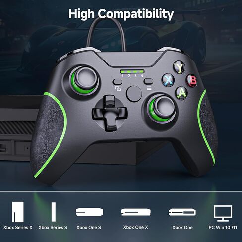 YAEYE Wired Controller for Xbox Series X|S, USB Gamepad with Dual Vibration, 3.5mm Audio Jack, Game Controller for Xbox One/One X|S Compatible with Windows 10/11 PC - Black in Saudi Arabia