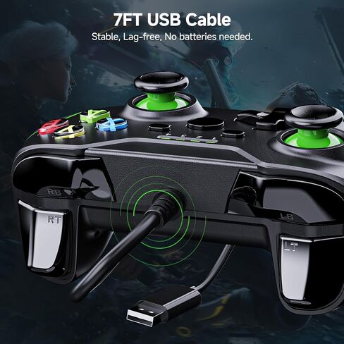 YAEYE Wired Controller for Xbox Series X|S, USB Gamepad with Dual Vibration, 3.5mm Audio Jack, Game Controller for Xbox One/One X|S Compatible with Windows 10/11 PC - Black in Saudi Arabia