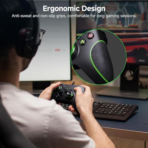 YAEYE Wired Controller for Xbox Series X|S, USB Gamepad with Dual Vibration, 3.5mm Audio Jack, Game Controller for Xbox One/One X|S Compatible with Windows 10/11 PC - Black in Saudi Arabia