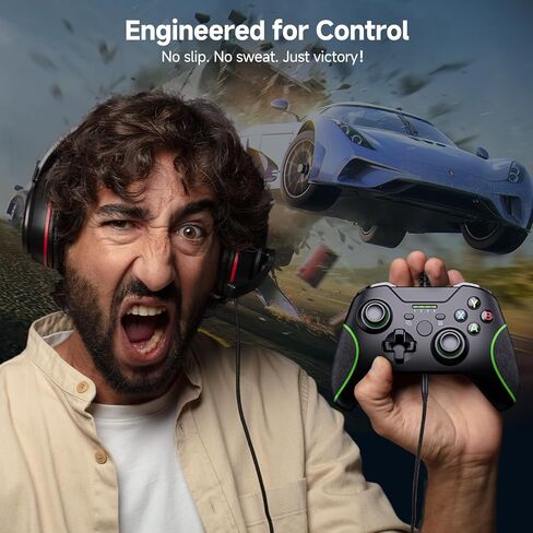 YAEYE Wired Controller for Xbox Series X|S, USB Gamepad with Dual Vibration, 3.5mm Audio Jack, Game Controller for Xbox One/One X|S Compatible with Windows 10/11 PC - Black in Saudi Arabia