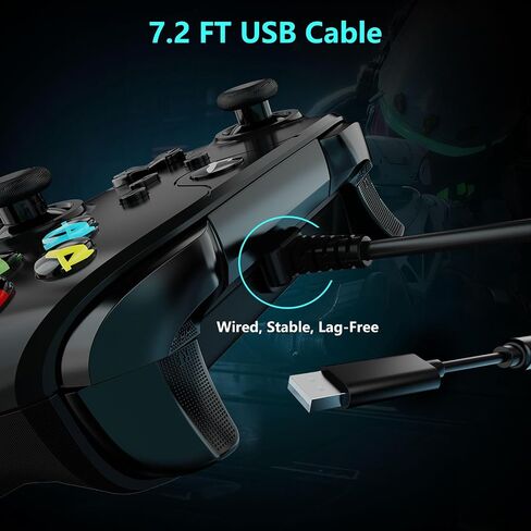 YAEYE Wired Controller for Xbox One, Enhanced Gaming Controller Compatible with Xbox Series X|S / PC Windows 10/11, Plug-and-Play with Dual Vibration Motors 3.5mm Headset Jack, 7.2ft Long USB Cable - Black in Saudi Arabia