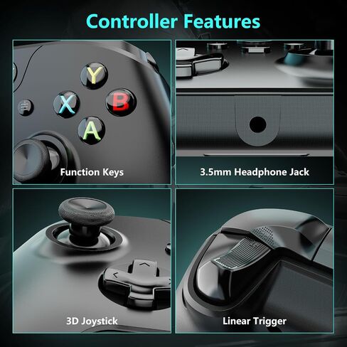 YAEYE Wired Controller for Xbox One, Enhanced Gaming Controller Compatible with Xbox Series X|S / PC Windows 10/11, Plug-and-Play with Dual Vibration Motors 3.5mm Headset Jack, 7.2ft Long USB Cable - Black in Saudi Arabia