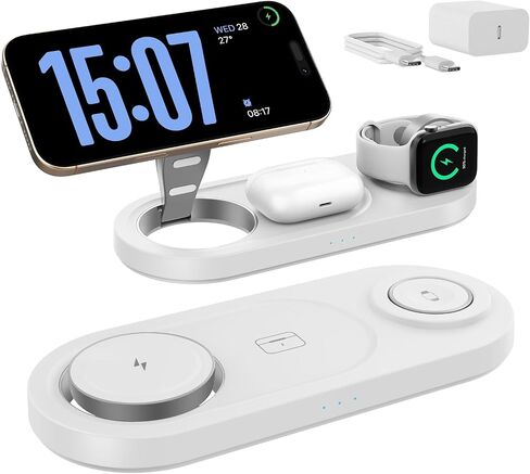 2026 "Mdrndock Magnetic 3 in 1 Charging Station Apple,Foldable Wireless Charger Stand for Mag-Safe for iPhone 17/16/15/14/13/12/Pro Max/Pro/Mini/Plus,Apple Watch Series, Air Pods pro/2/3/4 in Saudi Arabia