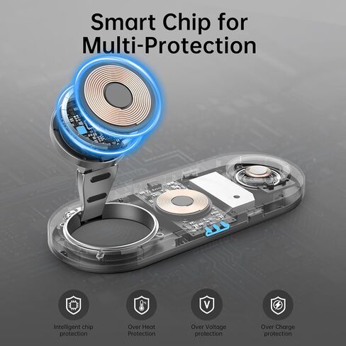 2026 "Mdrndock المغناطيسي 3 في 1 محطة شحن أبل، حامل شاحن لاسلكي قابل للطي لـ Mag-Safe لهاتف iPhone 17/16/15/14/13/12/Pro Max/Pro/Mini/Plus، سلسلة ساعات Apple، Air Pods pro/2/3/4 in Kuwait