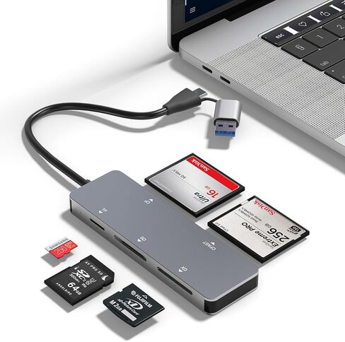 CFast Card Reader, 5-in-1 USB C/A Card Reader for Computer & Camera with Dedicated CFast 2.0 Slot, 5Gbps SD/TF/XD/CF Memory Card Reader, XD Card Adapter for Photographer, PC, MacBook, Plug and Play in Saudi Arabia