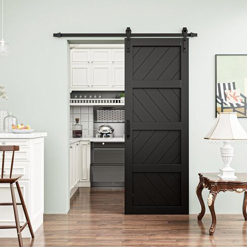 Barn Door, 30" x 84" | Paneled Solid Manufactured Wood Barn Door with Installation Hardware Kit in Saudi Arabia