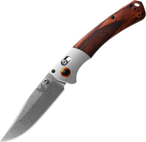 Benchmade Crooked River Hunting Knife, S30V Steel Blade (15080-2) | Dark Brown Wood handle with black bolster, Clip-Point blade in Kuwait