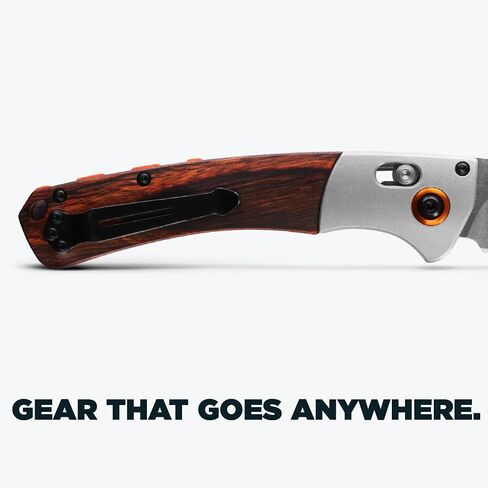 Benchmade Crooked River Hunting Knife, S30V Steel Blade (15080-2) | Dark Brown Wood handle with black bolster, Clip-Point blade in Kuwait