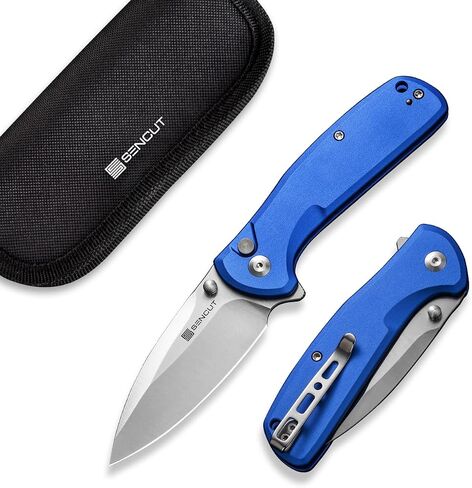 SENCUT ArcBlast Button Lock Knife for EDC, 2.98" 9Cr18MoV Blade, S22043B-3 | Folding Pocket knife, Aircraft-grade Aluminum Handle, Outdoor Gift for Men and Women (Blue) in Kuwait
