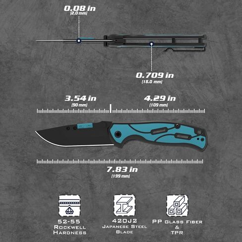 Hunting Skinning Knife with Replaceable Blades, EDC Pocket Clip, 9 Blades | Pocket Knife, EDC Knife, for Deer Hunting, Blue handle in Saudi Arabia