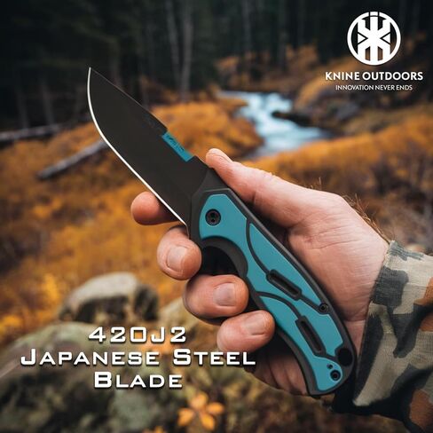 Hunting Skinning Knife with Replaceable Blades, EDC Pocket Clip, 9 Blades | Pocket Knife, EDC Knife, for Deer Hunting, Blue handle in Saudi Arabia