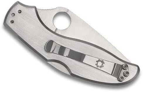 Spyderco UpTern Folding Pocket Knife, PlainEdge | 6.57" Overall Length, 2.8" 8Cr13MoV Steel Blade, Stainless Steel Handle, Back-Lock, Full-Flat Grind in Saudi Arabia