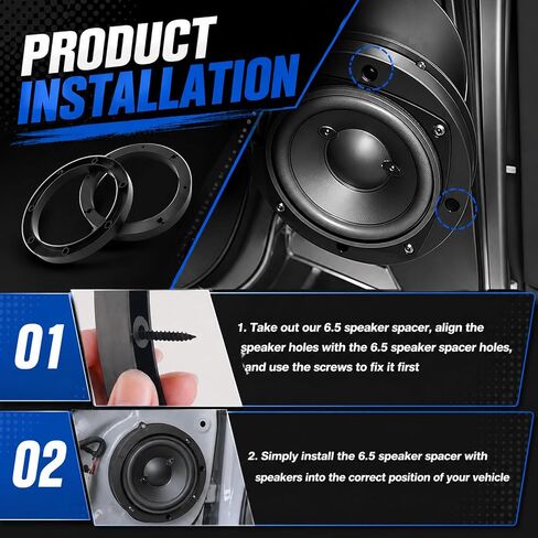 4PCS Car 6.5 Speaker Spacer Ring Set,No-Drill Door Speakers Adapter for Auto Speakers Upgrades,Professional Cars 6.5 Speaker Rings with 16PCS Screws for Most Vehicles in Saudi Arabia