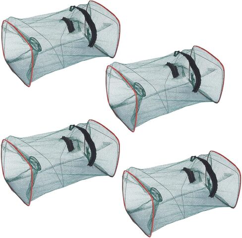 4 Pcs Collapsible Fishing Bait Trap, Portable Folded Minnow Net Trap | Square Fishing Net for Bait Fish Shrimp Crab Net Crab Traps for Blue Crabs Crabbing Crawfish, 17.7 × 8.6 × 8.6in in Saudi Arabia