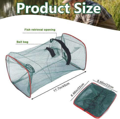4 Pcs Collapsible Fishing Bait Trap, Portable Folded Minnow Net Trap | Square Fishing Net for Bait Fish Shrimp Crab Net Crab Traps for Blue Crabs Crabbing Crawfish, 17.7 × 8.6 × 8.6in in Saudi Arabia