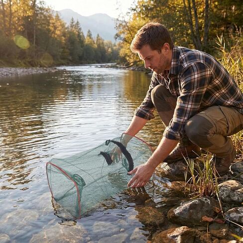 4 Pcs Collapsible Fishing Bait Trap, Portable Folded Minnow Net Trap | Square Fishing Net for Bait Fish Shrimp Crab Net Crab Traps for Blue Crabs Crabbing Crawfish, 17.7 × 8.6 × 8.6in in Saudi Arabia