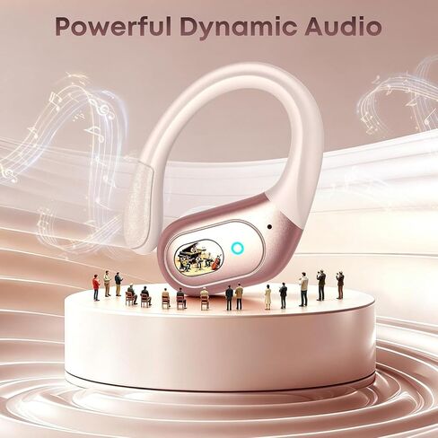 sajawass Wireless Earbuds Bluetooth 5.4 Headphones, IPX7 Waterproof Earphones, Over-Ear Earphones, Noise Canceling Ear Buds with 75hr Playtime, LED Power Display for Sports/Workouts - Rose Gold in Saudi Arabia