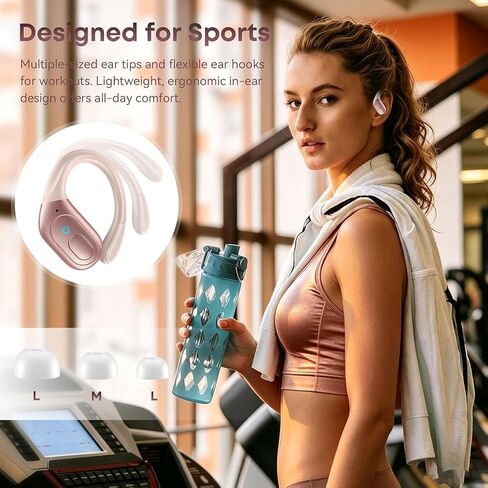 sajawass Wireless Earbuds Bluetooth 5.4 Headphones, IPX7 Waterproof Earphones, Over-Ear Earphones, Noise Canceling Ear Buds with 75hr Playtime, LED Power Display for Sports/Workouts - Rose Gold in Saudi Arabia