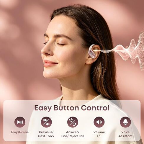 sajawass Wireless Earbuds Bluetooth 5.4 Headphones, IPX7 Waterproof Earphones, Over-Ear Earphones, Noise Canceling Ear Buds with 75hr Playtime, LED Power Display for Sports/Workouts - Rose Gold in Saudi Arabia