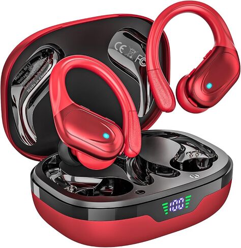 HAOYUYAN Sports Bluetooth Headphones, 80Hrs Playtime Wireless Earbuds with LED Power Display, IPX7 Waterproof Earphones for Workout/Running, Noise Canceling Headset Ear Buds in Saudi Arabia