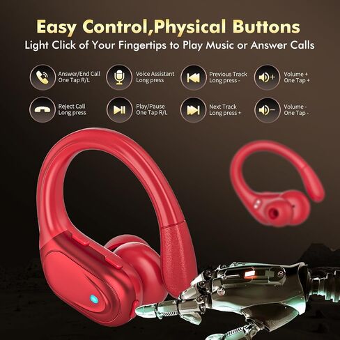HAOYUYAN Sports Bluetooth Headphones, 80Hrs Playtime Wireless Earbuds with LED Power Display, IPX7 Waterproof Earphones for Workout/Running, Noise Canceling Headset Ear Buds in Saudi Arabia