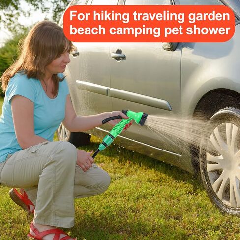SearQ Portable Camping Shower with 7 Spray Modes, Hand Press Shower with Removable Hose and Head, Pressure Rinse Kit for Hiking, Traveling, Garden, Beach, Pet in Saudi Arabia