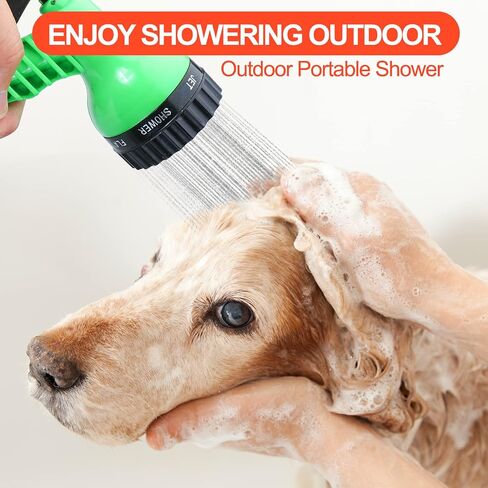 SearQ Portable Camping Shower with 7 Spray Modes, Hand Press Shower with Removable Hose and Head, Pressure Rinse Kit for Hiking, Traveling, Garden, Beach, Pet in Saudi Arabia