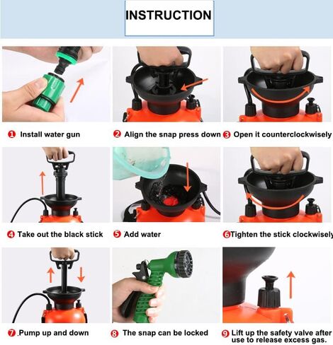 SearQ Portable Camping Shower with 7 Spray Modes, Hand Press Shower with Removable Hose and Head, Pressure Rinse Kit for Hiking, Traveling, Garden, Beach, Pet in Saudi Arabia
