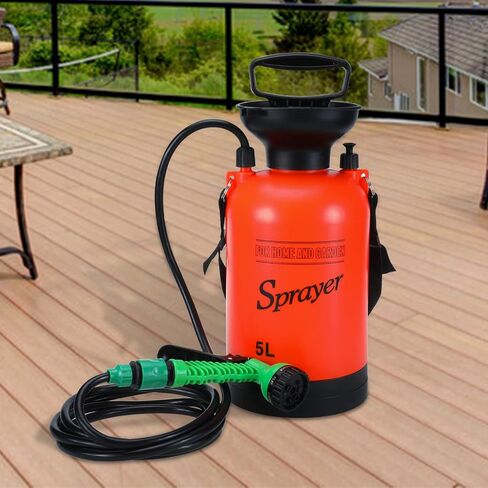 SearQ Portable Camping Shower with 7 Spray Modes, Hand Press Shower with Removable Hose and Head, Pressure Rinse Kit for Hiking, Traveling, Garden, Beach, Pet in Saudi Arabia