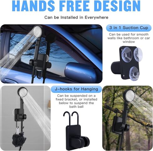 Spopal Portable Shower for Camping, [Upgraded] 10000mAh Rechargeable- White | Camping Shower with 5 Adjustable Speeds,Premium LED Display, IPX8 Waterproof Outdoor Shower Kit for Hiking, Car, Pet, Travel in Saudi Arabia