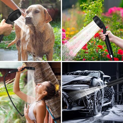 Spopal Portable Shower for Camping, [Upgraded] 10000mAh Rechargeable- White | Camping Shower with 5 Adjustable Speeds,Premium LED Display, IPX8 Waterproof Outdoor Shower Kit for Hiking, Car, Pet, Travel in Saudi Arabia