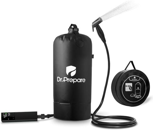 DR.PREPARE Portable Shower for Camping, 4 Gallons/15L Camping Shower Bag, Portable Outdoor Shower with Rechargeable Pump for Camping, Beach, Hiking, Climbing, Pet Cleaning in Saudi Arabia