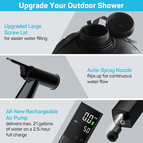 DR.PREPARE Portable Shower for Camping, 4 Gallons/15L Camping Shower Bag, Portable Outdoor Shower with Rechargeable Pump for Camping, Beach, Hiking, Climbing, Pet Cleaning in Saudi Arabia
