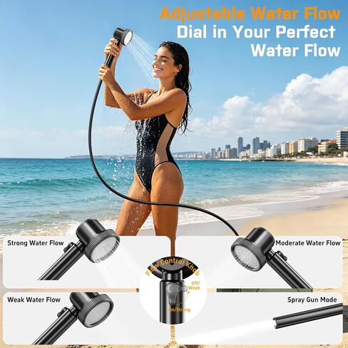 Portable Shower for Camping, 8000mAh Rechargeable Camping Shower Pump with Intelligent LED Display, LED Display, Filtered Showerhead Outdoor Camp Shower for Hiking, Travel, Car, Pet Bath in Saudi Arabia