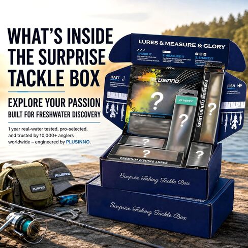 PLUSINNO Fishing Lures,Surprise Tackle Box Fishing lure Kit | Freshwater & Saltwater Bass Fishing Lures kit for adults,Bass /Trout/Crappie Fishing gear For Anglers,Fishing GIfts For Men in Kuwait