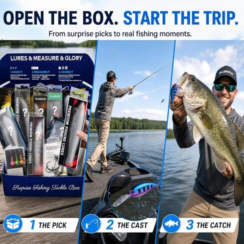 PLUSINNO Fishing Lures,Surprise Tackle Box Fishing lure Kit | Freshwater & Saltwater Bass Fishing Lures kit for adults,Bass /Trout/Crappie Fishing gear For Anglers,Fishing GIfts For Men in Kuwait