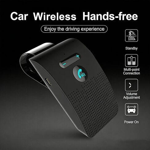 Bluetooth Speakerphone for Car, Dual Phone Connection, Auto Power On via Vibration Sensor, 10 Hours Talk Time in Saudi Arabia