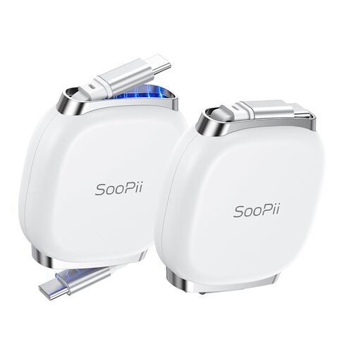 SOOPII 240W Retractable USB C Cable with Mag Snap Storage (2Pack 3.3FT) | Retractable USB C Fast Charging Cable with 5-Stage Length Preset Type C Cable for lPhone 17/16 Pro Max, Galaxy S25/24, Black in Saudi Arabia