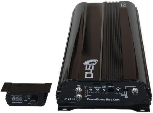 DOWN4SOUND JP23 V1.5 Black Gloss | Monoblock Amplifier - 2300W RMS, 1-Ohm Stable, Linkable for Car Audio Systems, High-Performance Bass Amplifier for 2000W Subwoofer Setup in Saudi Arabia
