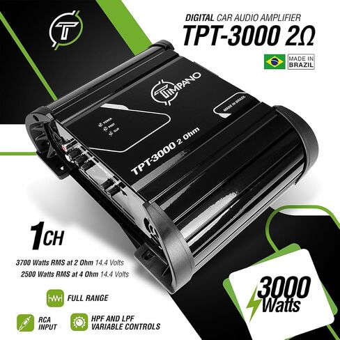 Timpano TPT-3000 2 Ohm Compact Amplifier 3000 Watts, 1 Channel, Full Range Amp Class D for The Installation of Car Speakers, Loudspeakers, Drivers and Tweeters on Car Audio Systems in Saudi Arabia