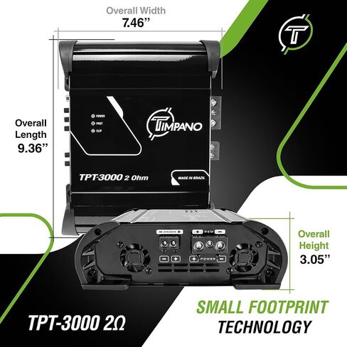 Timpano TPT-3000 2 Ohm Compact Amplifier 3000 Watts, 1 Channel, Full Range Amp Class D for The Installation of Car Speakers, Loudspeakers, Drivers and Tweeters on Car Audio Systems in Saudi Arabia