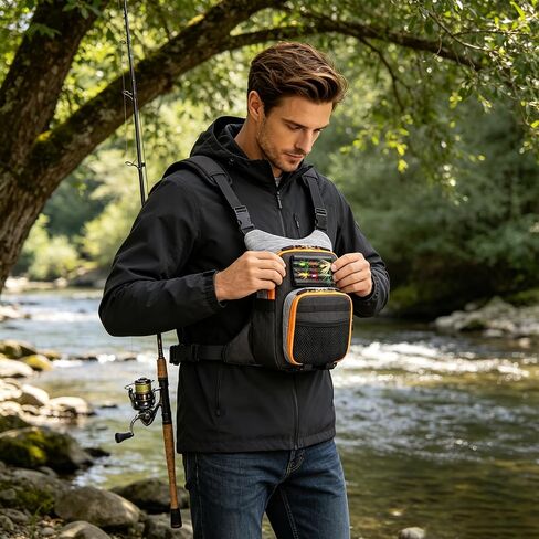 Fly Fishing Pack - Lightweight Outdoor Sling Backpack, Multi-Purpose Storage Pouch with Adjustable Straps for Hiking, Angling, Travel & Daily Use in Saudi Arabia