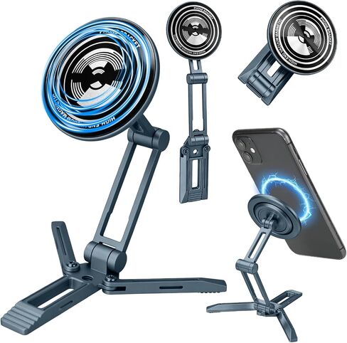 Magnetic Magsafe Mini Foldable Small Phone Tripod Stand Holder for iPhone (Silver) in Saudi Arabia