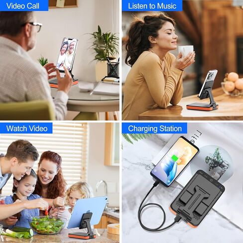 JTEMAN Bluetooth Speaker with Charging Phone Stand,Portable Foldable Slim | HD Sound Adjustable Phone Holder,Wireless Speaker Stand for iPhone/Android,Birthday Gifts for Men and Women Tech Gadgets in Saudi Arabia