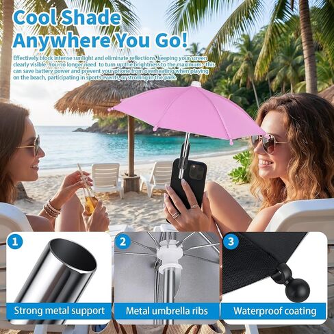 3 Pack Phone Umbrella for Sun, Cell Phone Shade with Clip, Protects from Sunlight, Glare, Rainproof, Suitable for Outdoor Activities(Black+Blue+Pink) in Saudi Arabia