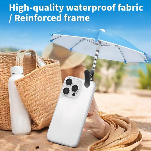3 Pack Phone Umbrella for Sun, Cell Phone Shade with Clip, Protects from Sunlight, Glare, Rainproof, Suitable for Outdoor Activities(Black+Blue+Pink) in Saudi Arabia