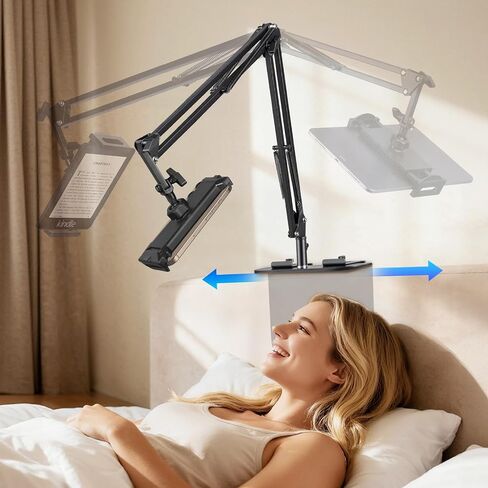 SEANCHEER Phone Holder&Tablet Holder for Bed,Overhead Cell Phone Mount | Adjustable 360° Rotatable Metal Kindle Holder Stand for iPad Pro Air Mini, iPhone17/16, Kindle Other 5-12.9 Inch Devices in Saudi Arabia