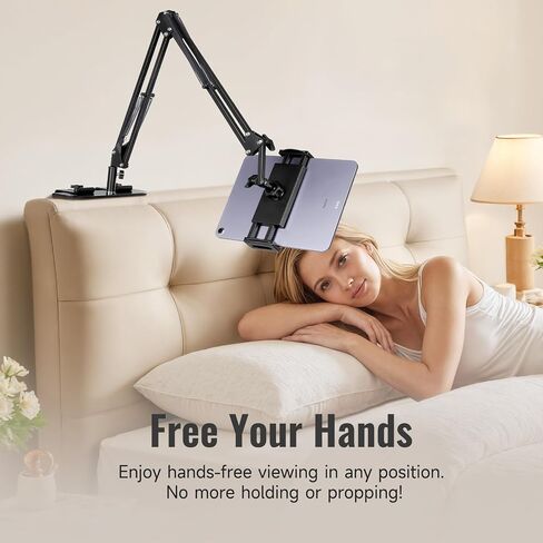 SEANCHEER Phone Holder&Tablet Holder for Bed,Overhead Cell Phone Mount | Adjustable 360° Rotatable Metal Kindle Holder Stand for iPad Pro Air Mini, iPhone17/16, Kindle Other 5-12.9 Inch Devices in Saudi Arabia
