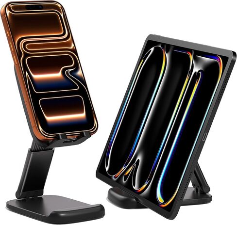 NKNZLY 2 Pack Cell Phone Stand for Desk, Foldable Mobile Phone Holder-Black | Adjustable Desktop Office Desk Accessories & Decor, Cute Essentials Gifts for Women Teens Boys, for All Smartphones, iPad in Saudi Arabia